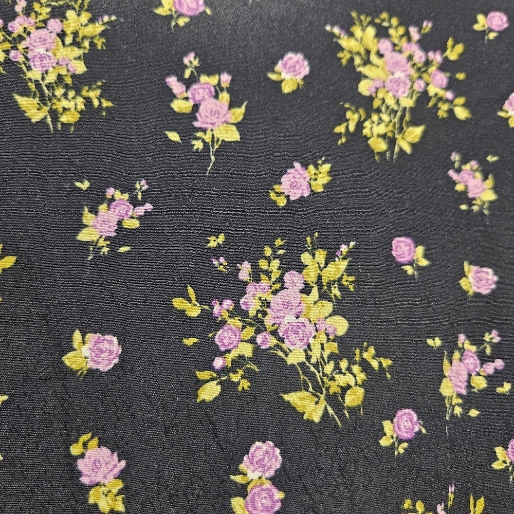 00107 Zara Floral Print Lavender Rose Mini Black Purple Long Sleeve Dress Medium - Picture 9 of 15